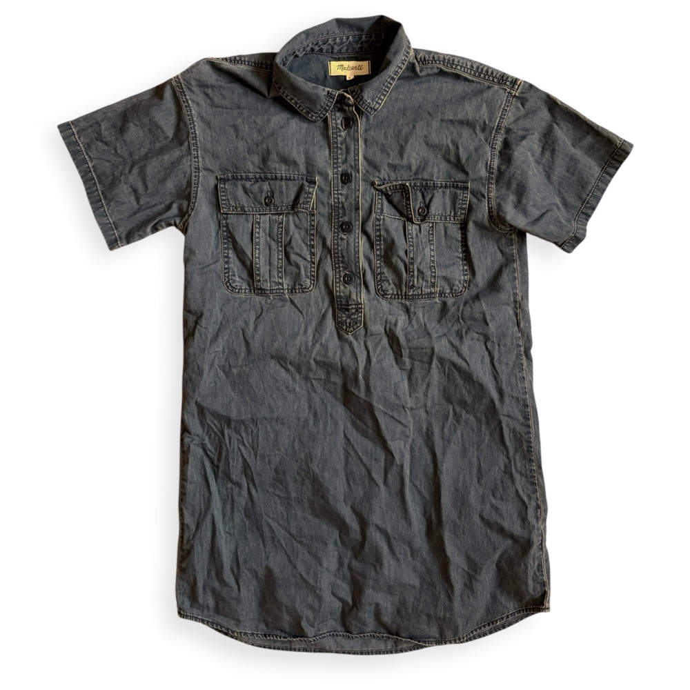 Madewell Denim Popover Shirtdress in Lunar Wash Grey Gray Size S Loose Mini - Picture 2 of 8